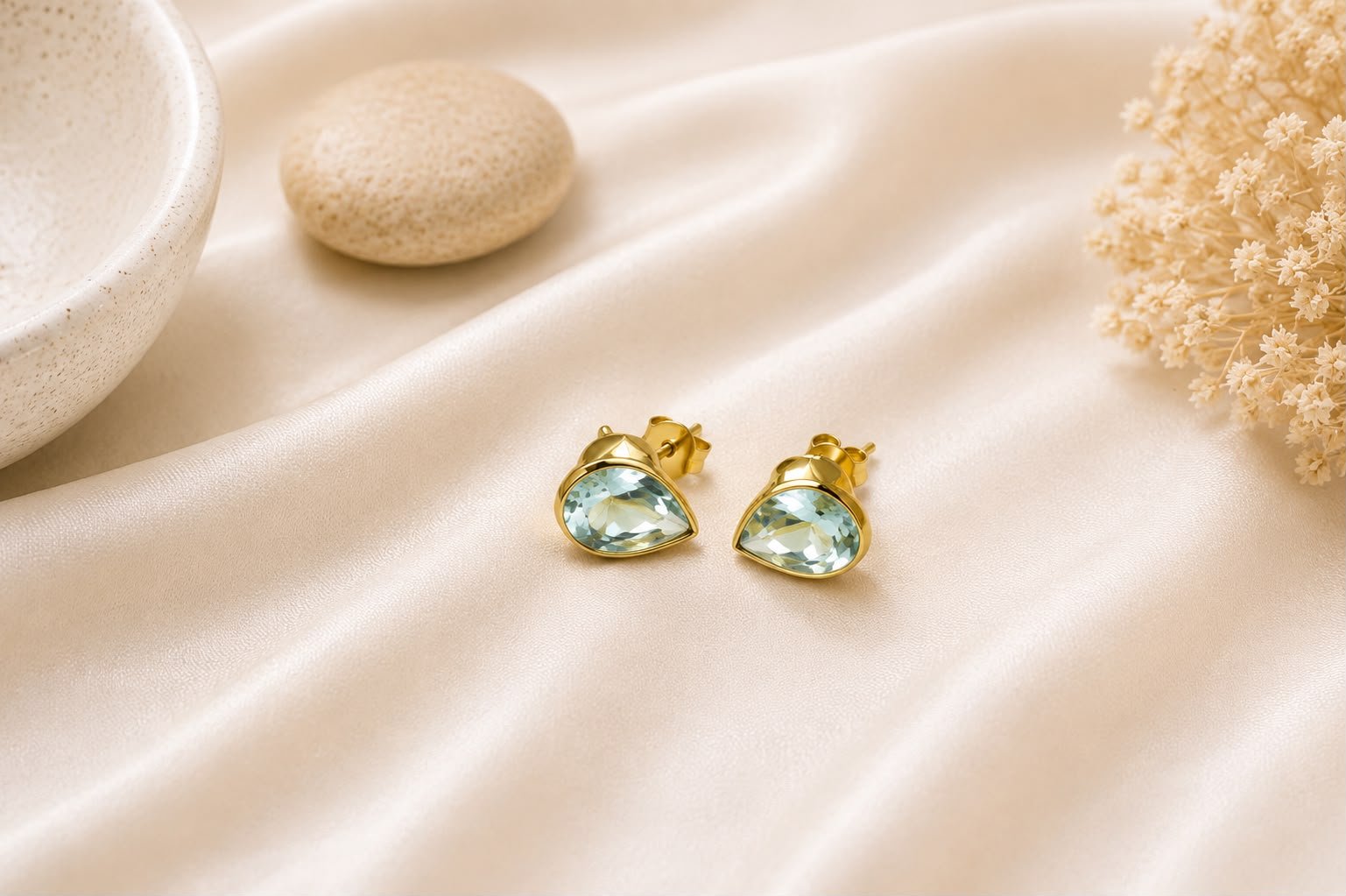 Gold-Plated Sky Blue Crystal Star Stud Earrings | Minimal Geometric Designer Earrings for Women & Girls