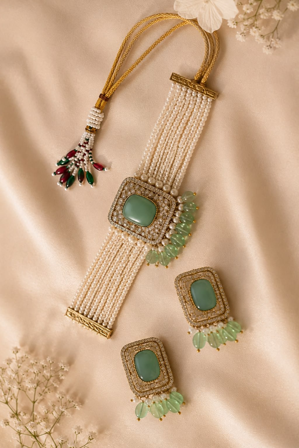 Royal Pearl Emerald Choker