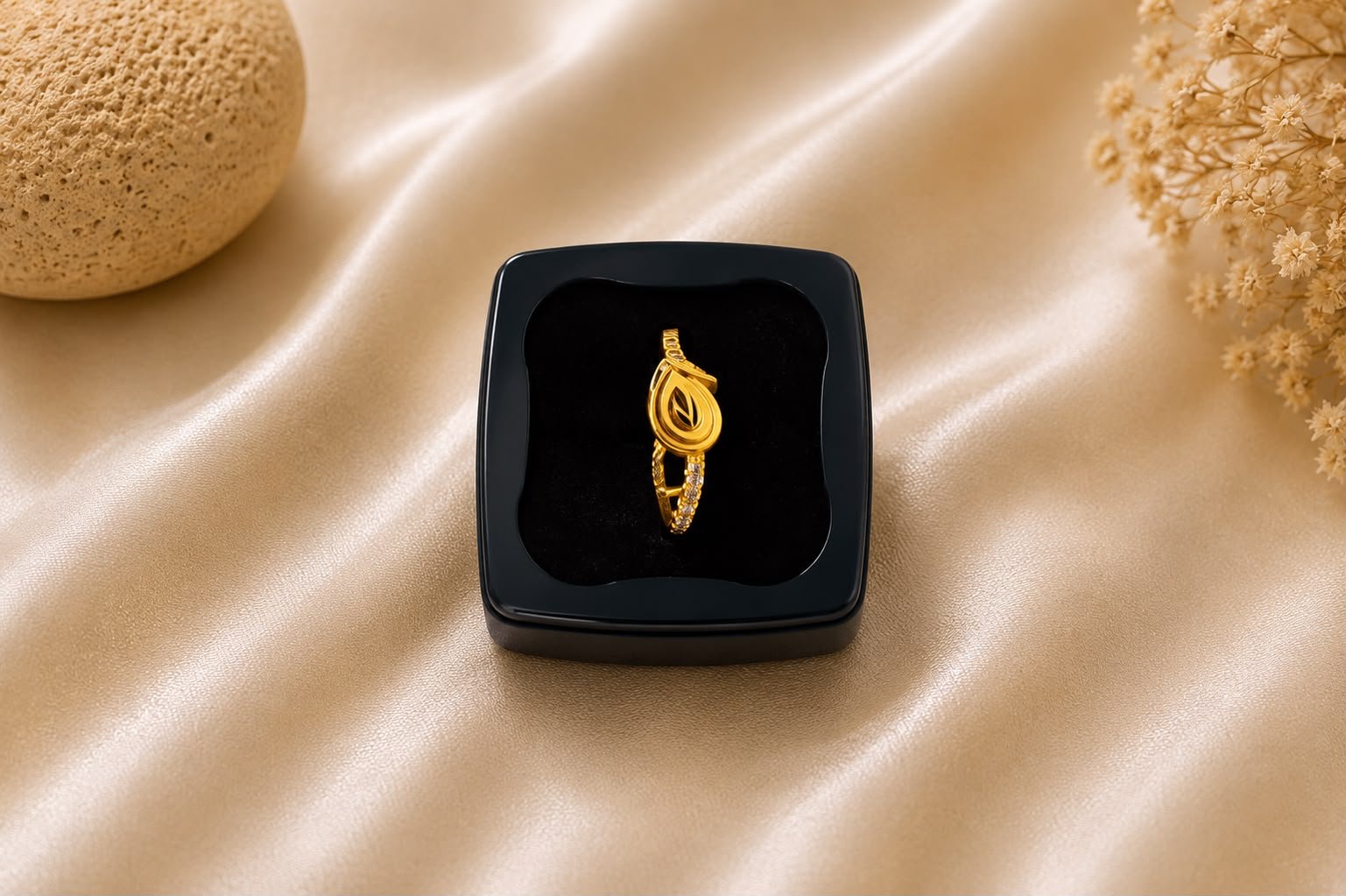 Golden Leaf Harmony Gold Plated Ring for Women and Girls