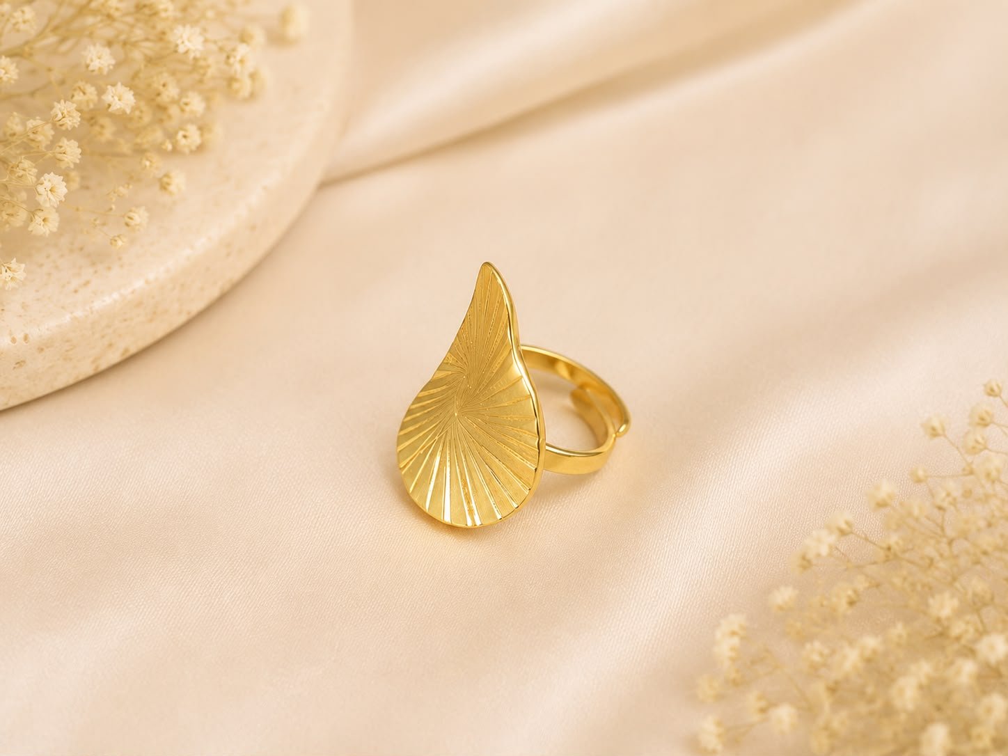 Solar Luxe Gold Plated Statement Ring for Women | Modern Disc Ring | OIRA Jewels