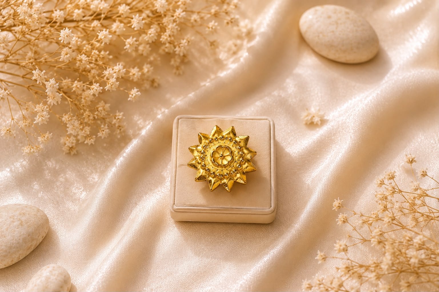 Royal Sunflower Gold Plated Statement Ring for Women and Girls