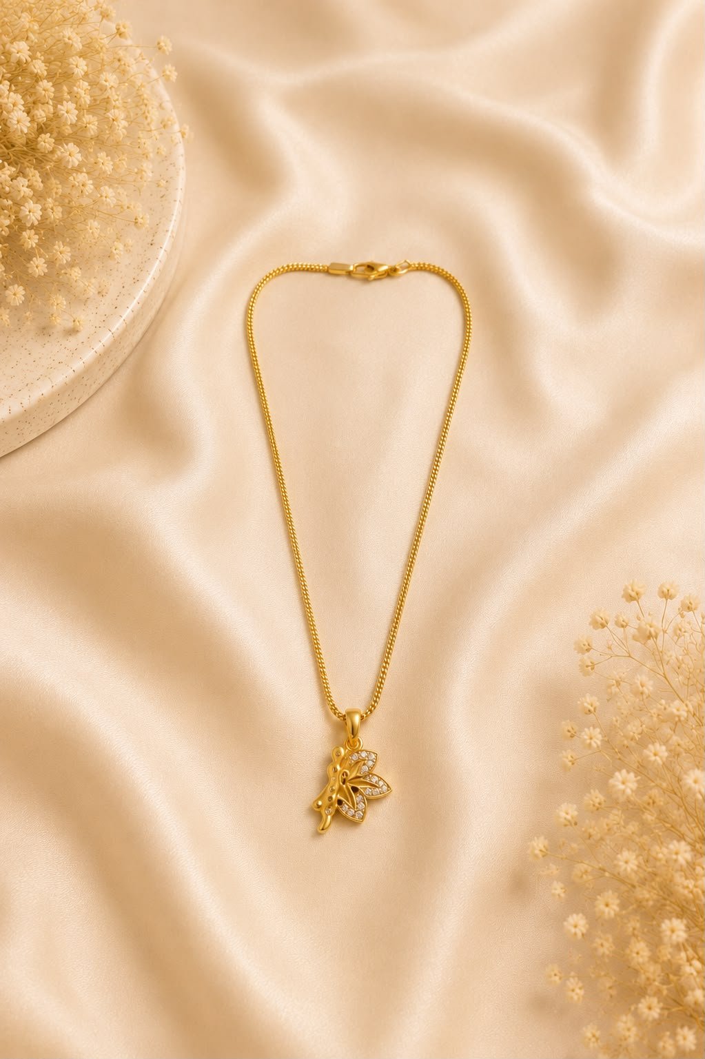 Crystal Butterfly Gold Plated Pendant Necklace for Women and Girls
