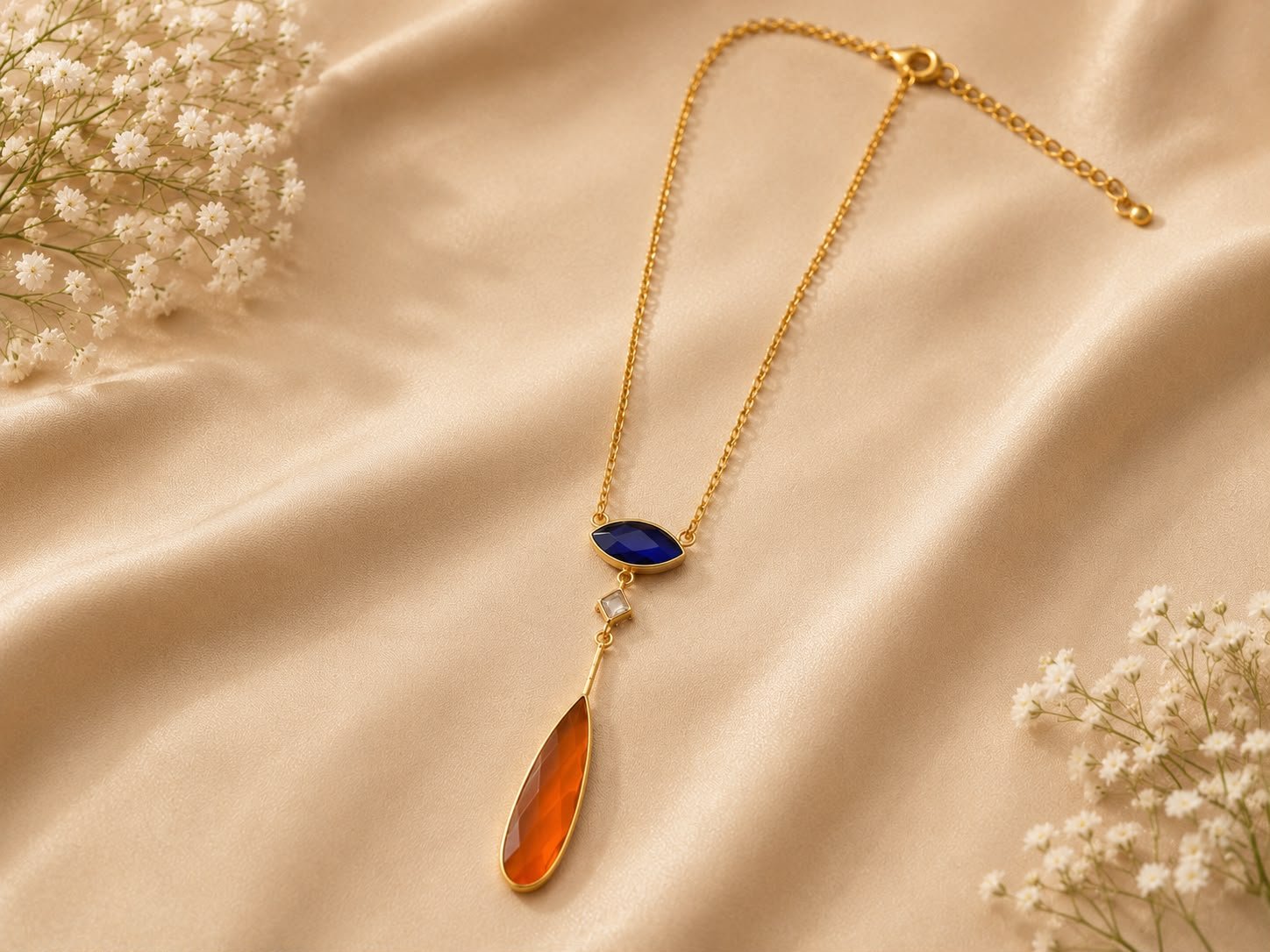 Sunset Sapphire Gold-Tone Crystal Pendant Necklace Set
