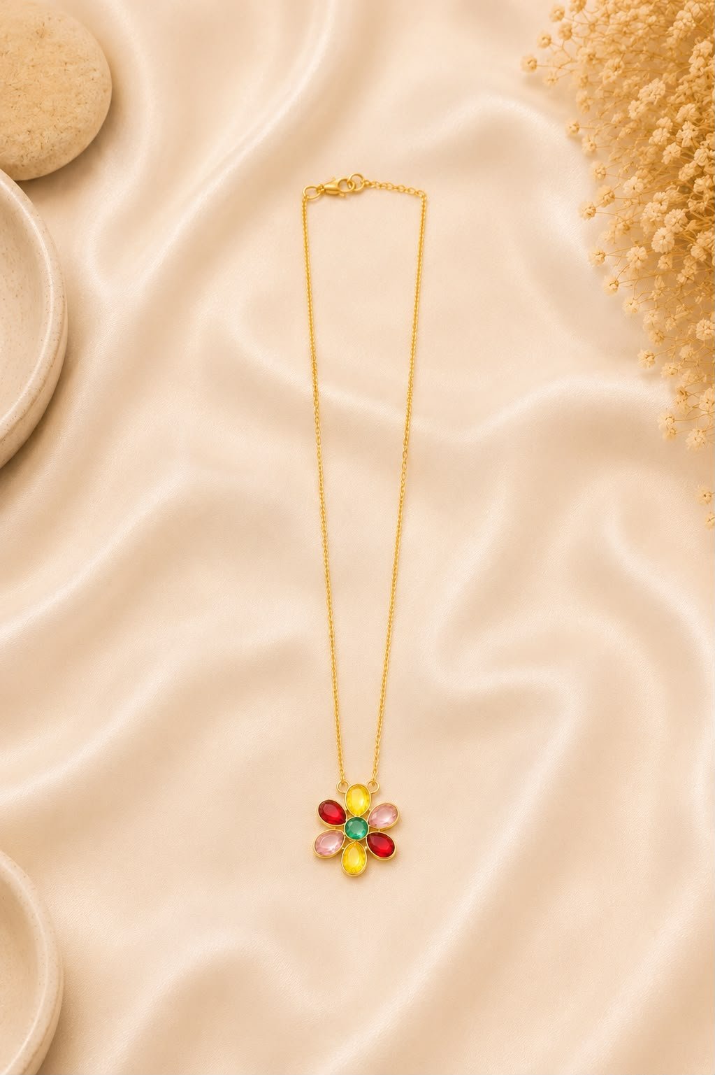 Bloom Multicolor Crystal Floral Pendant Necklace