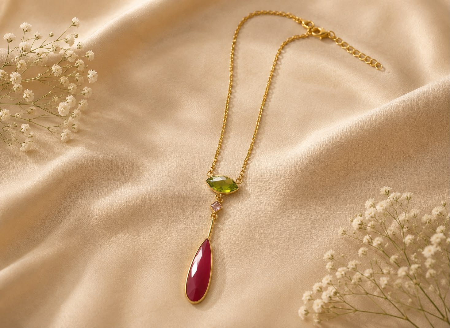 Blush Meadow Gold-Tone Crystal Pendant Necklace Set