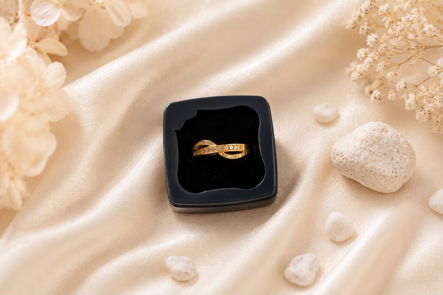 Twisted Elegance Gold Plated Ring for Women and Girls | American Diamond Designer Ring