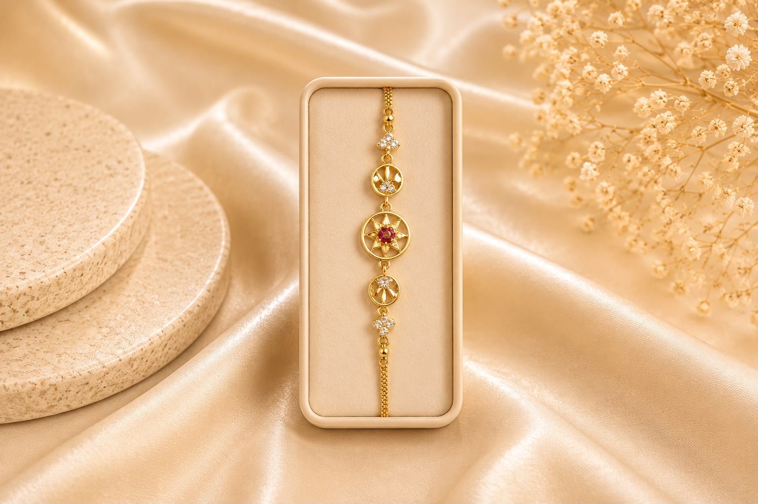 Gold-Plated Lucky Star CZ Bracelet | Celestial Charm Bracelet for Women and Girls