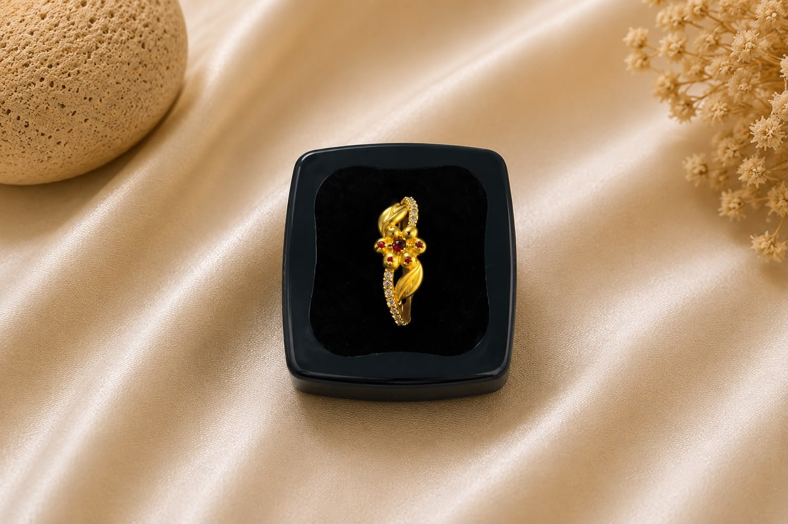 Golden Blossom Gold Plated Floral CZ Ring for Women and Girls