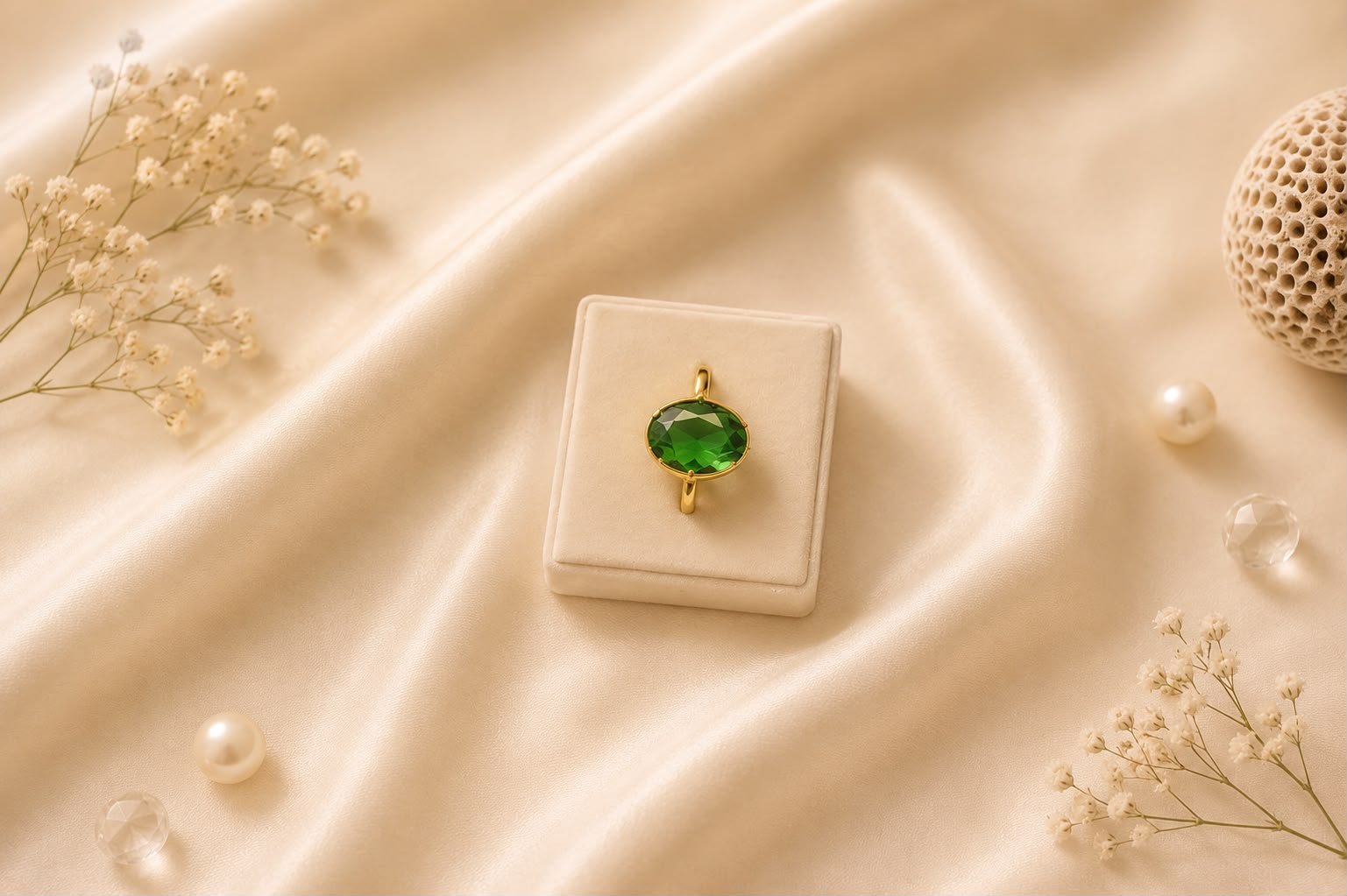 Emerald Royale Gold Plated Green Stone Statement Ring for Women
