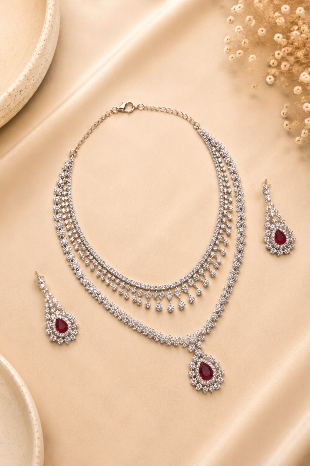 Regal Ruby Elegance Necklace Set