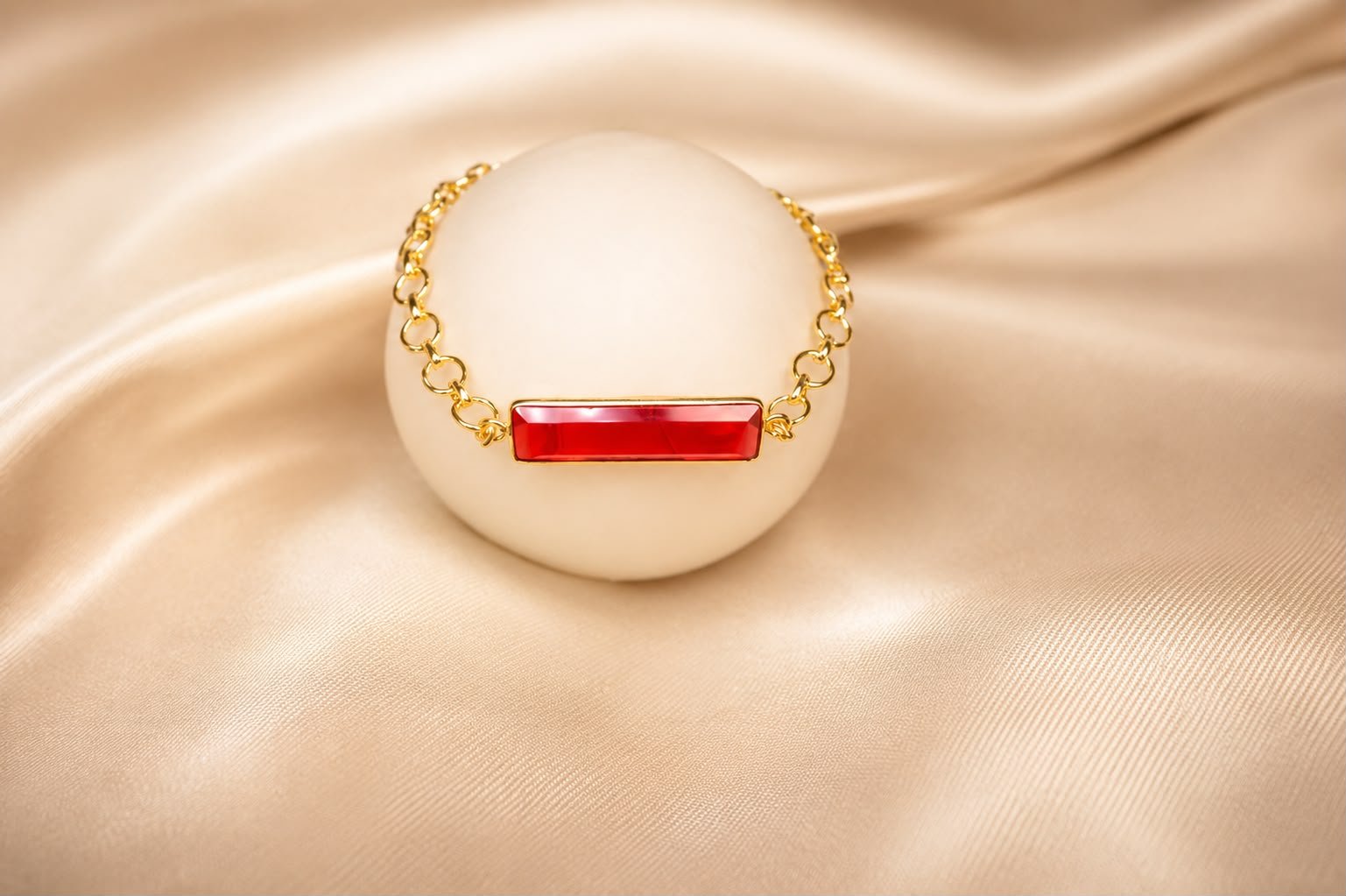 Red Rectangular Crystal Connector Charm | Gold-Tone Jewellery Making Link for DIY Bracelets & Necklaces