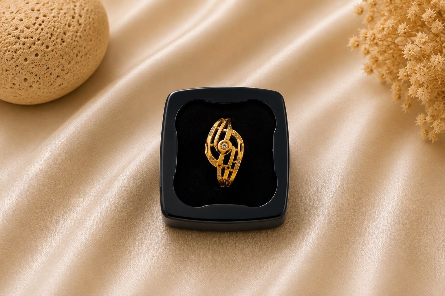 Radiant Orbit Gold Plated Ring for Women and Girls