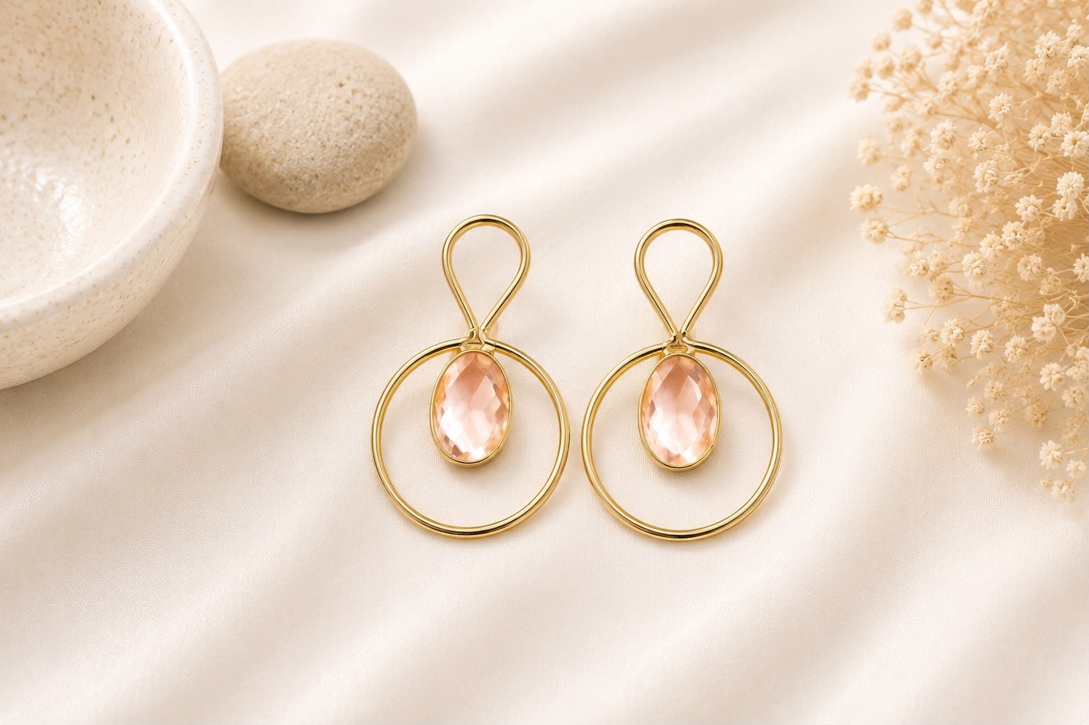 Pink Crystal Geometric Drop Earrings | Modern Minimal Statement Earrings for Women & Girls