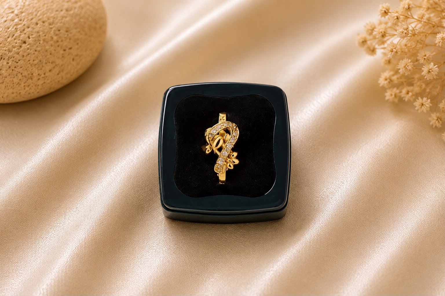 Royal Clover Gold Plated Ring for Women and Girls | American Diamond Designer Ring