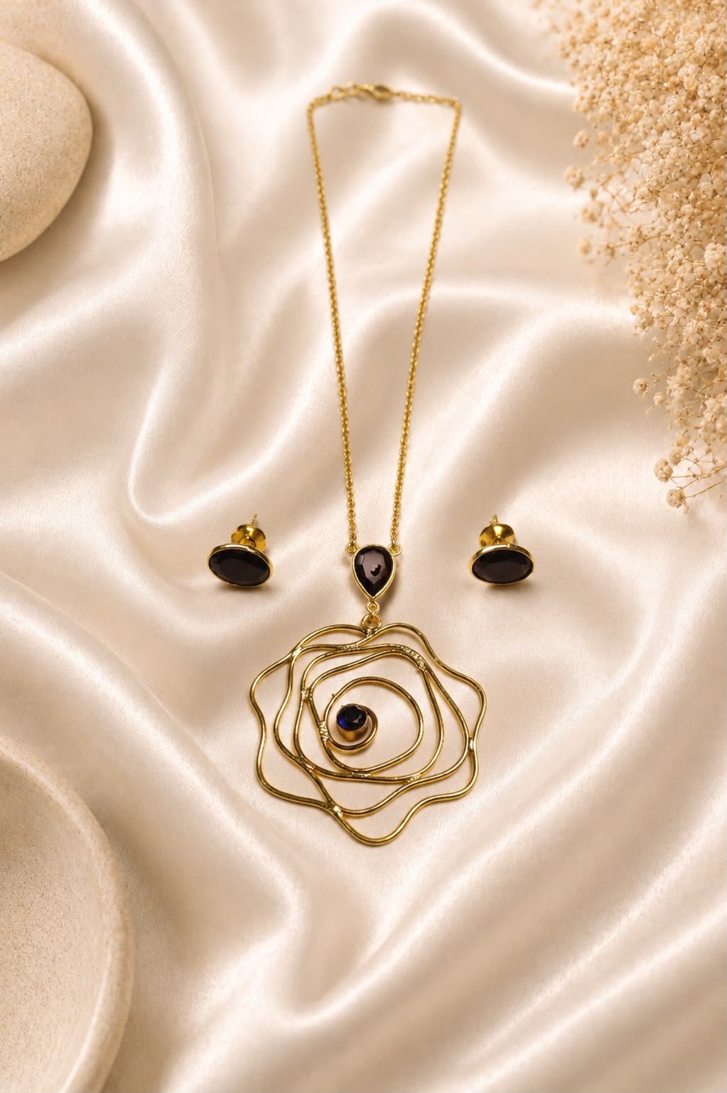 Midnight Ruby Gold-Tone Layered Pendant Necklace Set