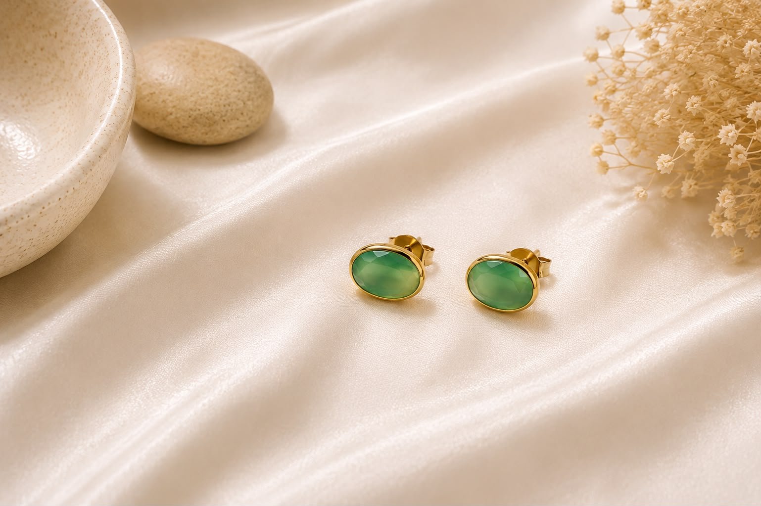 Mint Green Crystal Geometric Stud Earrings | Modern Minimal Designer Earrings for Women & Girls