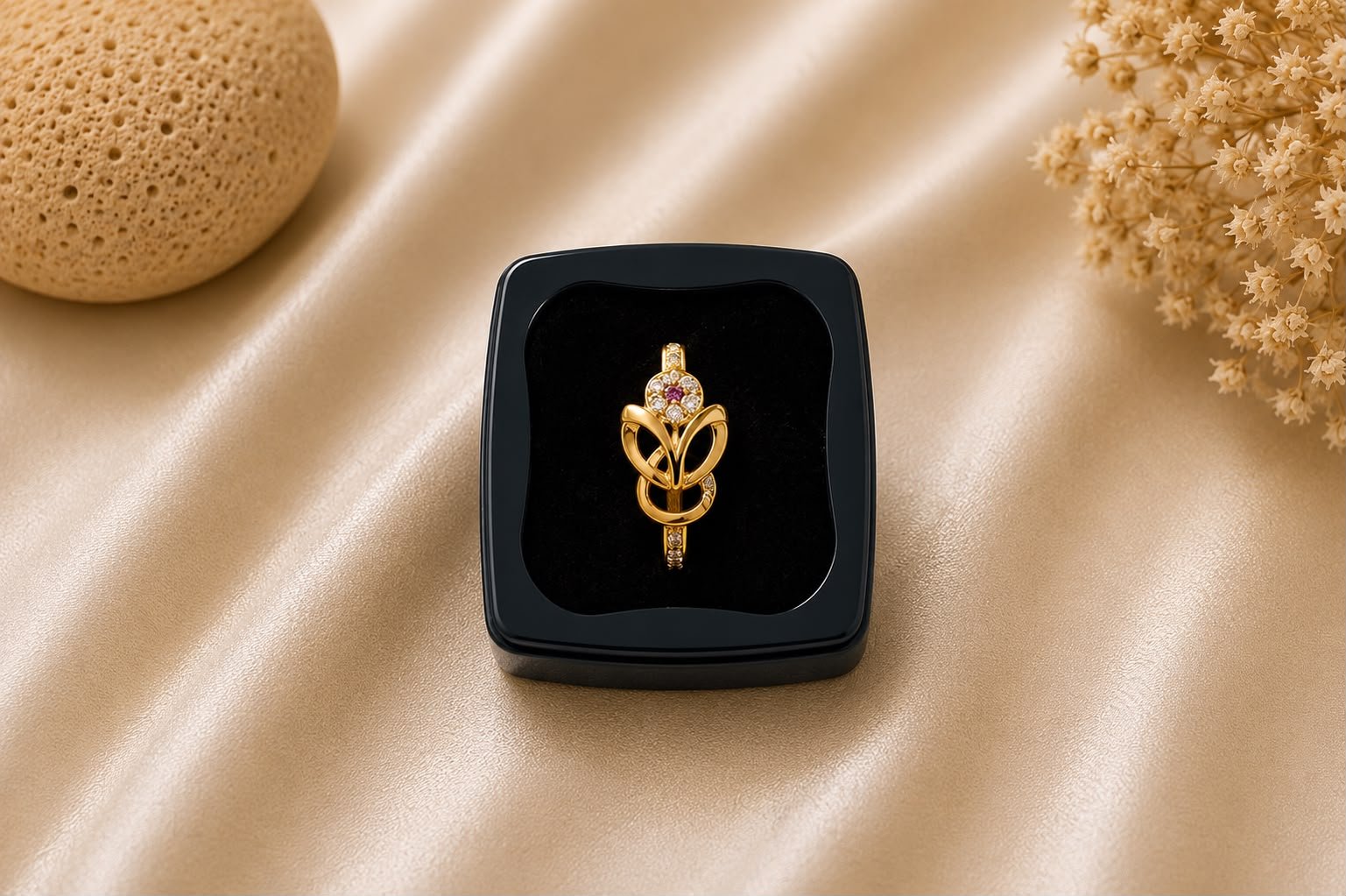 Bloom Spark Gold Plated Floral Ring for Women and Girls