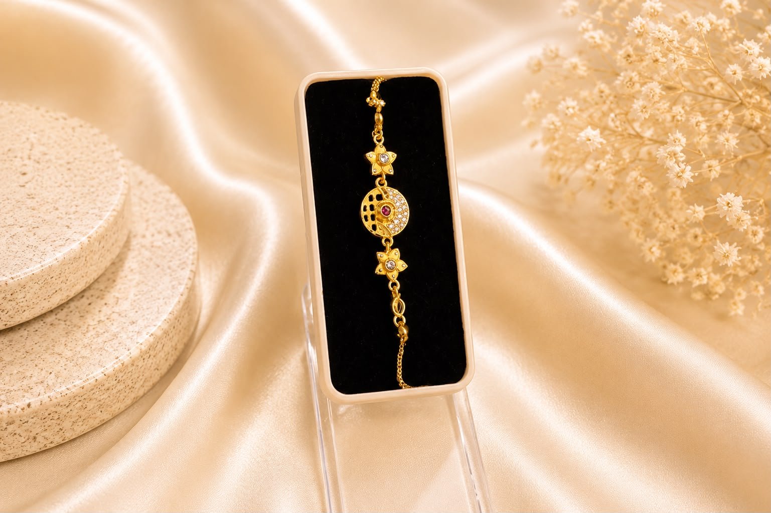 Gold-Plated Evil Eye CZ Bracelet | Lucky Protection Charm Bracelet for Women and Girls