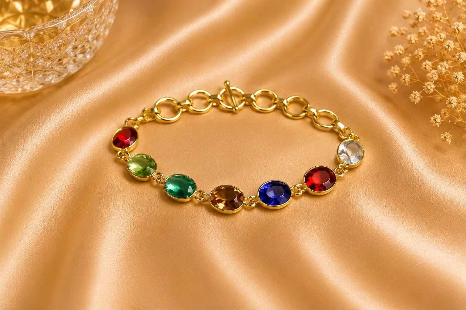Multicolor Crystal Charm Connector for Women | Gold-Tone Teardrop Jewellery Making Link